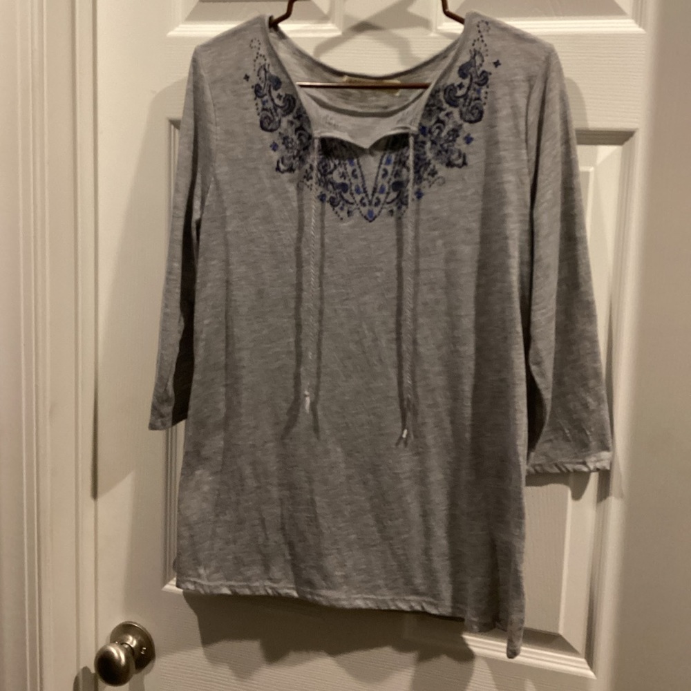 Faded Glory Grey 3/4 sleeves tunic top
